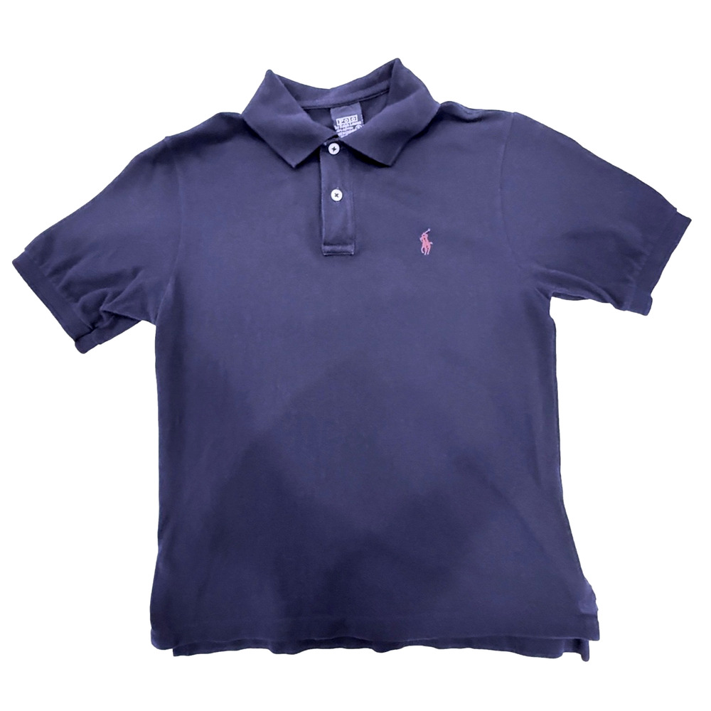 Polo Ralph Lauren‎ Polo Shirt Boys Small Navy Blue Preppy Youth Short Sleeves